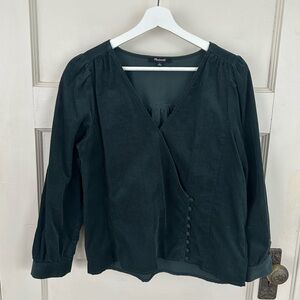 Emerald corduroy blouse